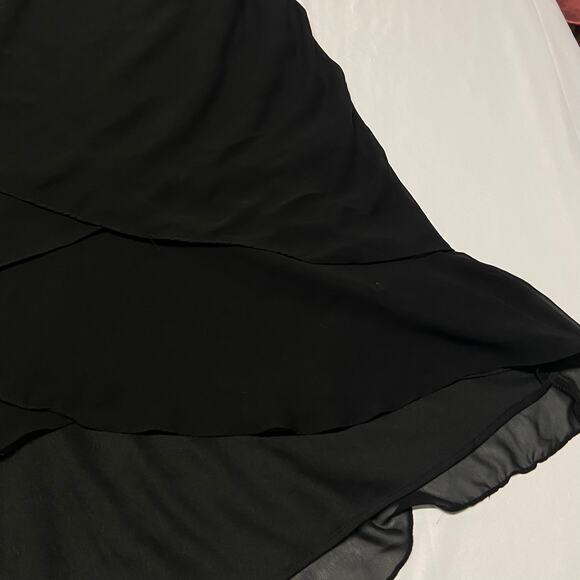 Dressbarn Collection Ruffle Hem Skirt Womens SZ 14W Black Chiffon Flowy Cocktail - Picture 4 of 13